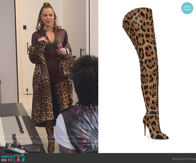 WornOnTV: Khloe's leopard print coat and boots on The Kardashians