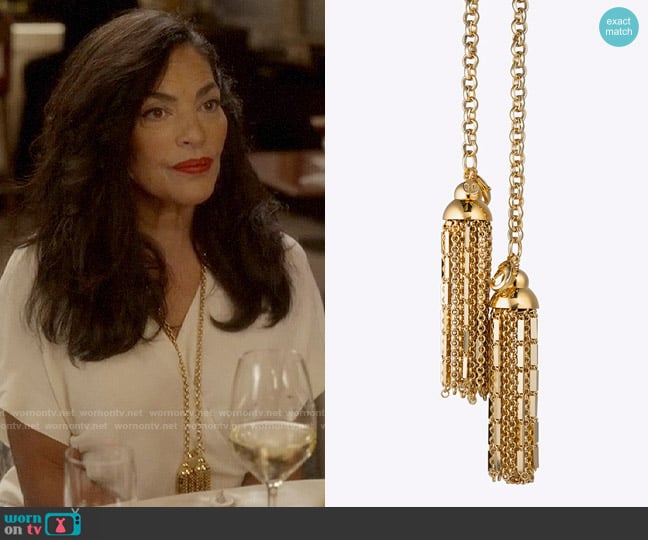 Christina Caruso Tassel Necklace worn by Seema Patel (Sarita Choudhury) on And Just Like That