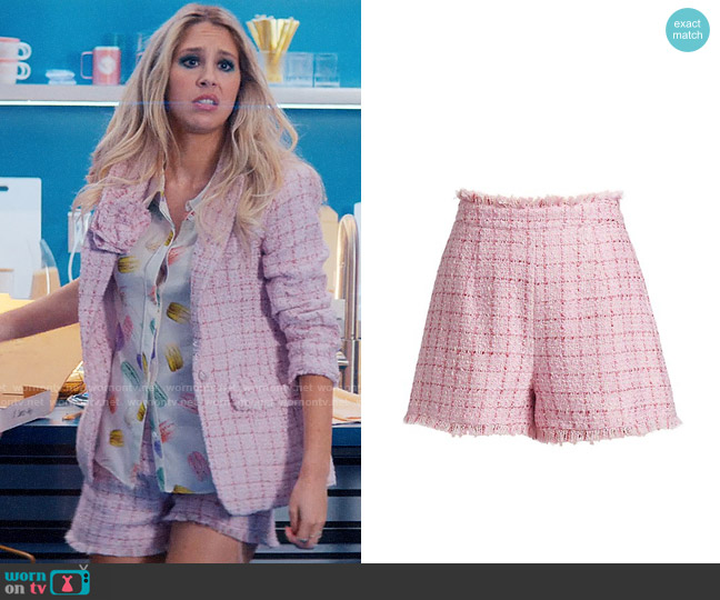 Cinq a Sept Coronado Tweed Shorts In Pink Quartz worn by Alyssasays (Lisa Gilroy) on Glamorous