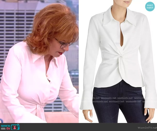 Cinq a Sept Mckenna Knot Waist Shirt worn by Joy Behar on The View