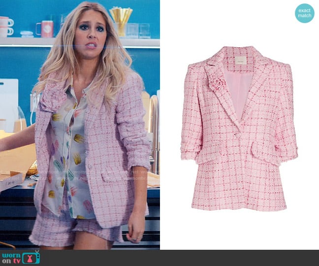 Cinq a Sept Pricilla Tweed Blazer in Pink Quartz worn by Alyssasays (Lisa Gilroy) on Glamorous