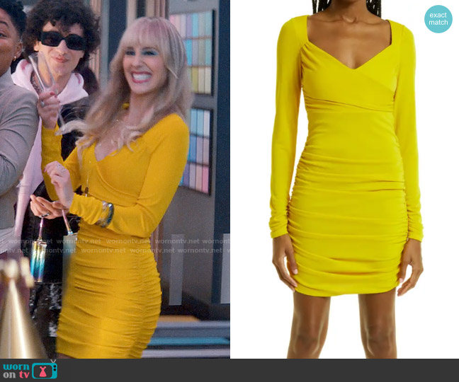 Alyssa’s yellow long sleeved mini dress on Glamorous