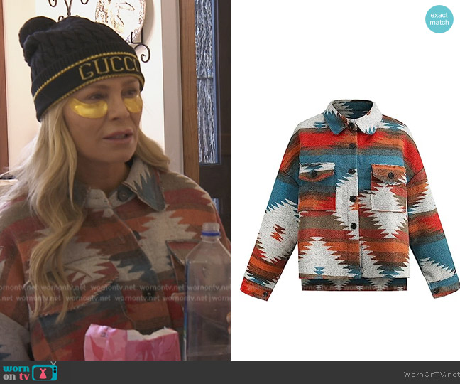 Cowoka Aztec Print Shacket worn by Tamra Judge on The Real Housewives of Orange County