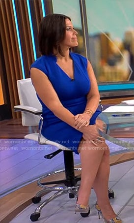 Dana Jacobson’s blue v-neck dress on CBS Mornings