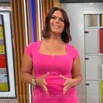 Dana Jacobson’s pink square neck dress on CBS Saturday Morning