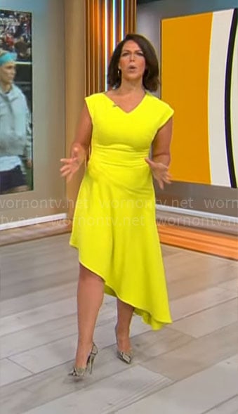 Dana Jacobson's yellow asymmetric dress on CBS Mornings