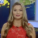 Dani Beckstrom’s red floral sheer lace dress on Good Morning America