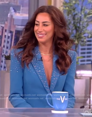 WornOnTV: Christine's black mesh dress and embellished blazer on