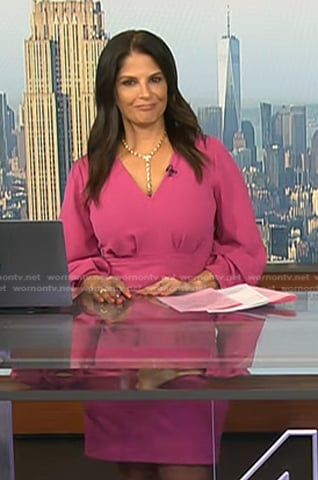 Darlene's pink v-neck long sleeve dress on Today