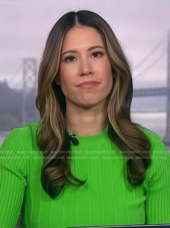 Deirdre’s green ribbed dress on NBC News Daily