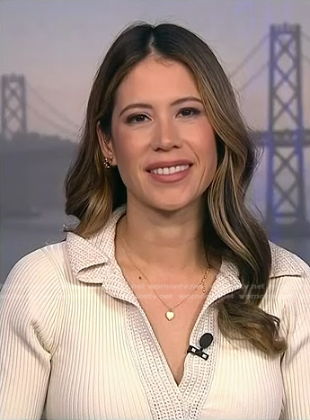 Deirdre’s white ribbed top on NBC News Daily