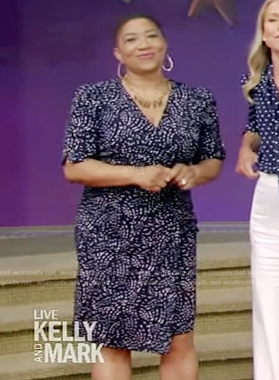 Deja Vu's printed black dress on Live with Kelly and Mark