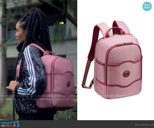 Delsey Chatelet Air 2.0 Backpack worn by Zoey Johnson (Yara Shahidi) on Grown-ish