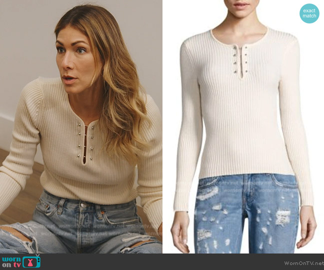 Derek Lam 10 Crosby Barbell Sweater worn by Erin Lichy on The Real Housewives of New York City