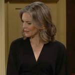 Diane’s black v-neck ruched front dress on The Young and the Restless