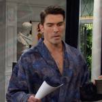 Dimitri’s blue paisley print robe on Days of our Lives