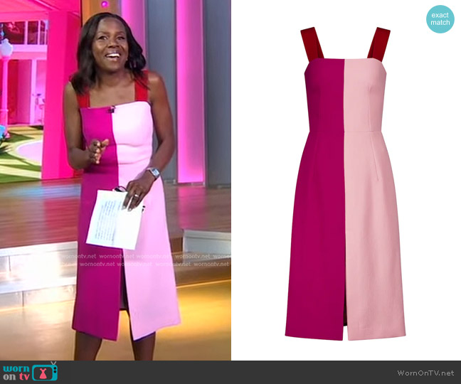 WornOnTV: Deborah’s pink colorblock dress on Good Morning America ...