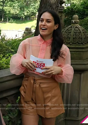 Donna Farizan’s pink tulle top and leather shorts on Today