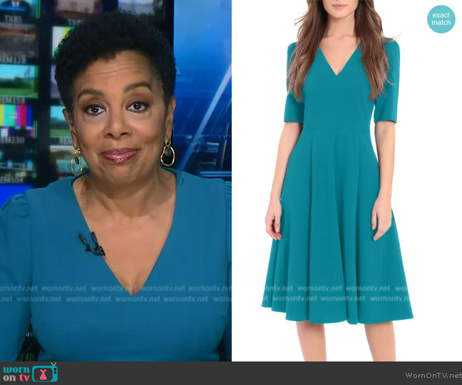 Donna Morgan V-Neck Fit & Flare Dress worn by Sharon Epperson on NBC News Daily