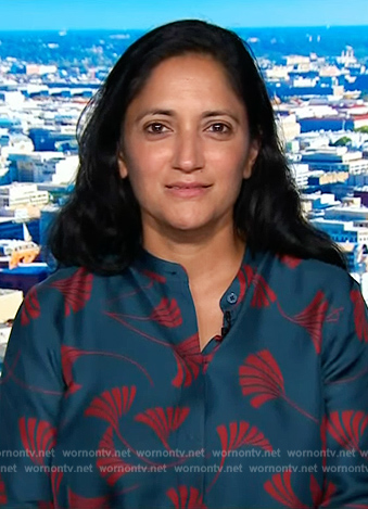 Dr Kavita Patel’s teal printed blouse on NBC News Daily