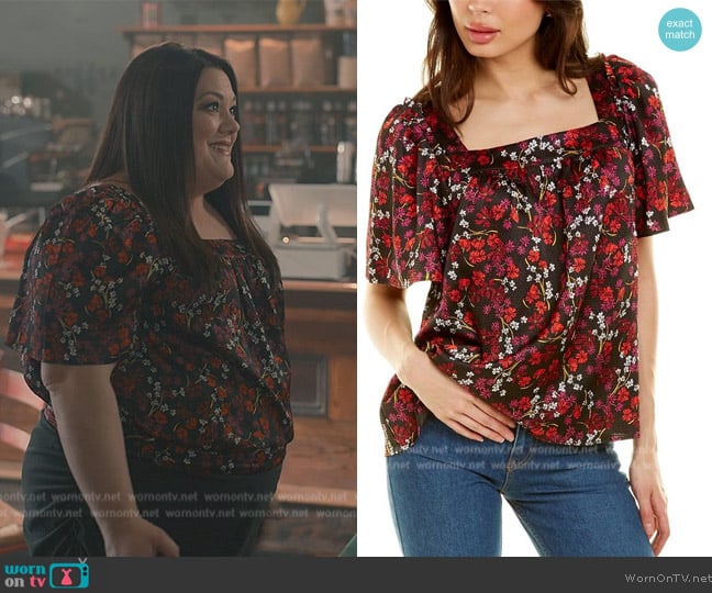 Draper James Maren Top in Ribbon Flower worn by Dana Sue Sullivan (Brooke Elliott) on Sweet Magnolias