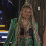 Drew’s green satin blazer on The Real Housewives of Atlanta