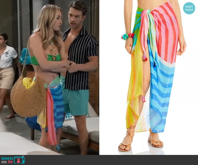 Echo Striped Sarong Swim Cover-Up worn by Josslyn Jacks (Eden McCoy) on General Hospital