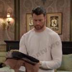 EJ DiMera’s grey plaid pants on Days of our Lives