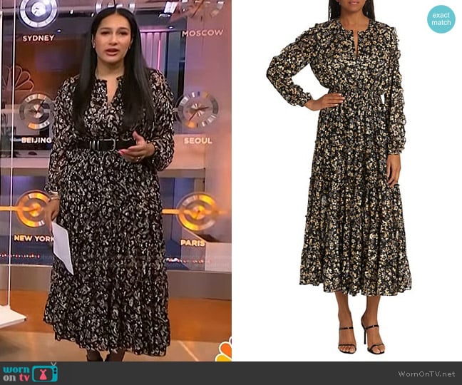 Elie Tahari Meadow Print Maxi Dress worn by Morgan Radford on NBC News Daily