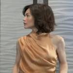 Elizabeth’s orange draped satin top on General Hospital