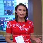 Elizabeth’s red floral print dress on Good Morning America