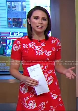 Elizabeth’s red floral print dress on Good Morning America