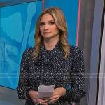 Ellison’s black floral tie neck dress on NBC News Daily