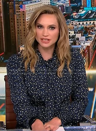 Ellison’s black floral tie neck dress on NBC News Daily