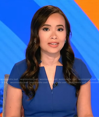 Em Nguyen’s blue notch collar dress on Good Morning America