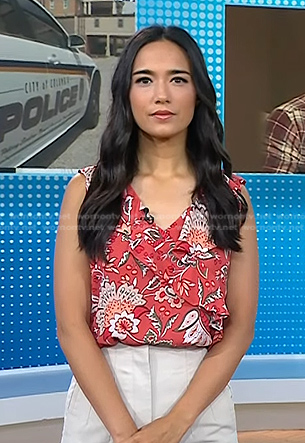 Emilie's red floral ruffle top on Today