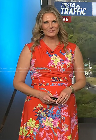 WornOnTV: Emily West’s red floral wrap dress on Today | Clothes and ...