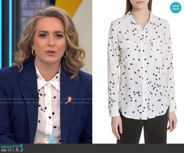 Equipment Starry Night Silk Shirt worn by Christina Ruffini on CBS Mornings