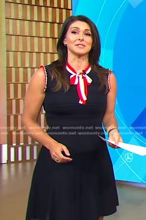 Erielle's black striped tie neck dress on Good Morning America