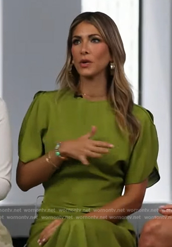 Erin Lichy's green satin gathered dress on The View