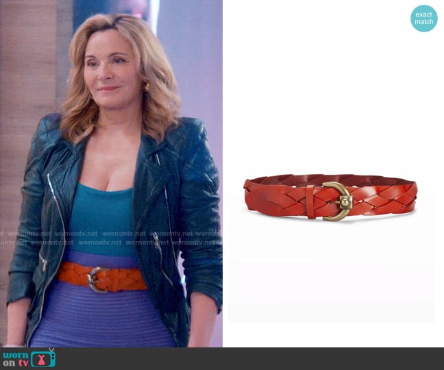 Etro Woven Leather Buckle Belt worn by Madolyn Addison (Kim Cattrall) on Glamorous