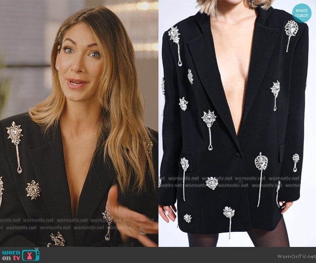 Etsy Black Crystal Embellished Jacket worn by Erin Lichy on The Real Housewives of New York City