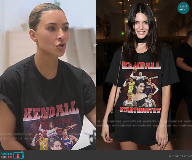 BoardByThePortal  Kendall Starting Five Graphic Tee worn by Kim Kardashian (Kim Kardashian) on The Kardashians