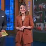 Eva’s brown double breasted blazer and pants on Good Morning America