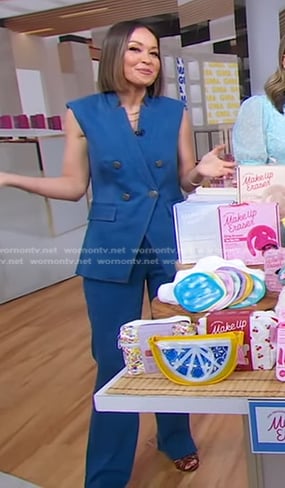 Eva's denim vest and pants on Good Morning America