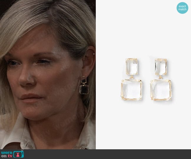 Express Square Stone Drop Earrings worn by Ava Jerome (Maura West) on General Hospital