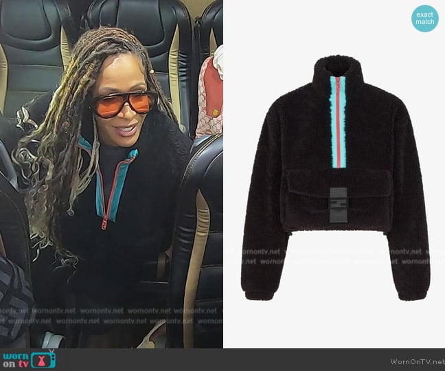 Fendi Black Teddy Effect Wool Jacket worn by Sheree Whitefield on The Real Housewives of Atlanta