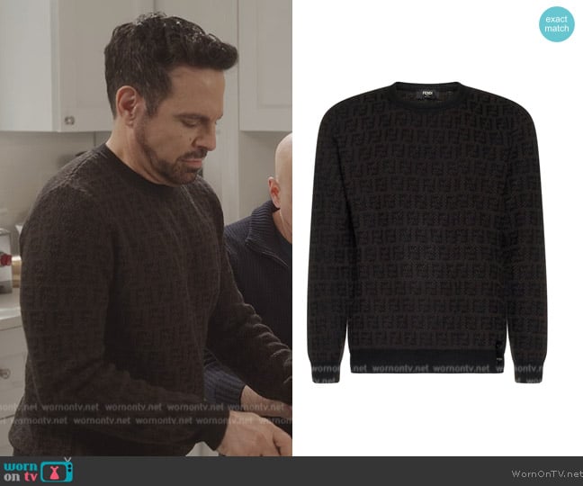 Fendi FF Motif Intarsia Crewneck Jumper worn by Mario Cantone (Mario Cantone) on And Just Like That