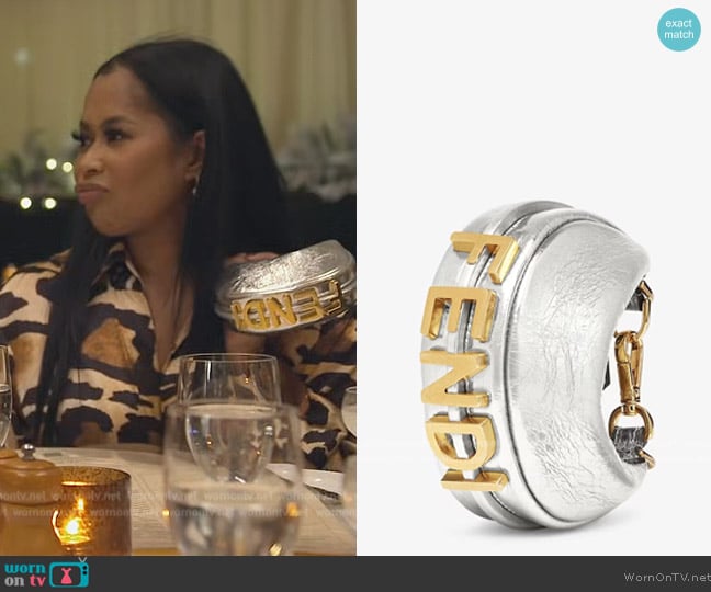 Silver Leather Charm Nano Fendigraphy by Fendi worn by Lisa Wu on The Real Housewives of Atlanta