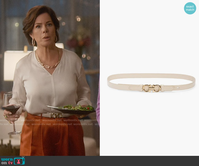 Ferragamo Double Gancio Calfskin Leather Belt worn by Margaret Wright (Marcia Gay Harden) on So Help Me Todd